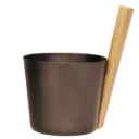 Rento sauna bucket aluminium, Black, with bamboo handle