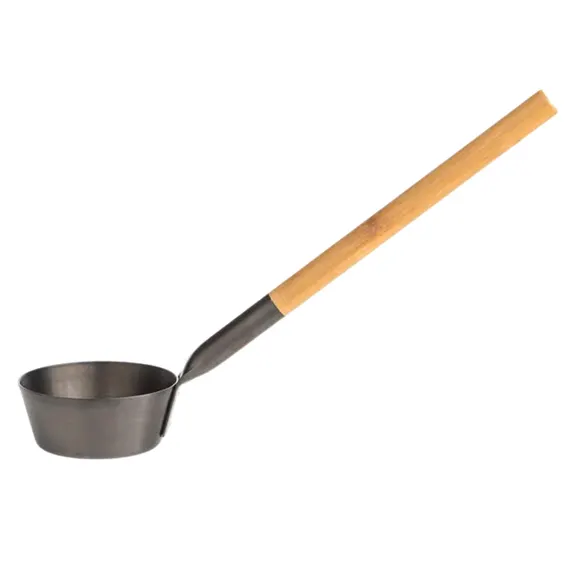 Rento aluminium ladle, Black, with bamboo handle